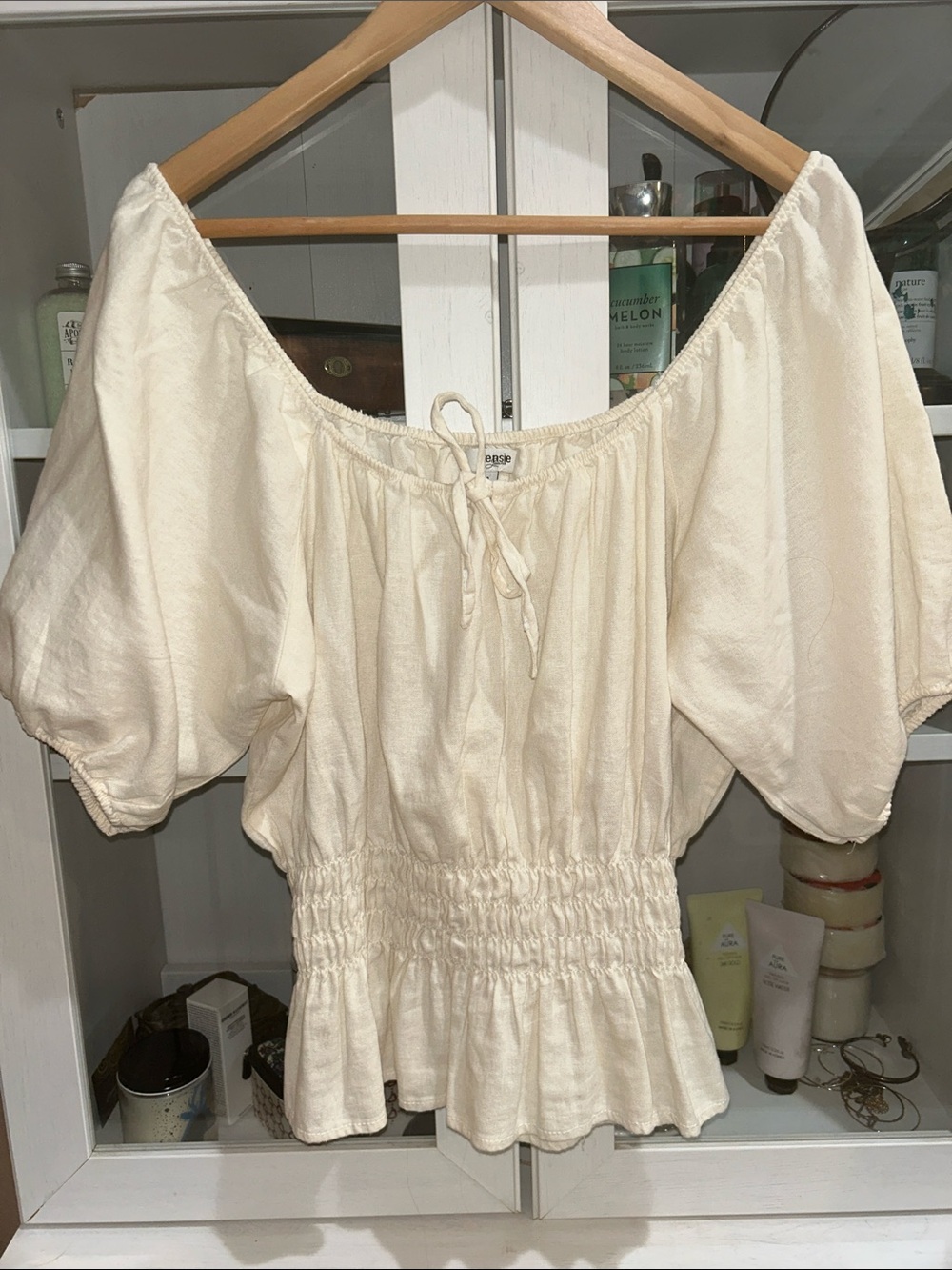 Kensie  Cream Peasant Top